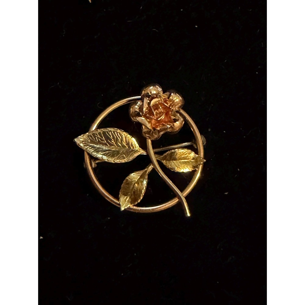 Krementz Gold Overlay Rose Circle Pin